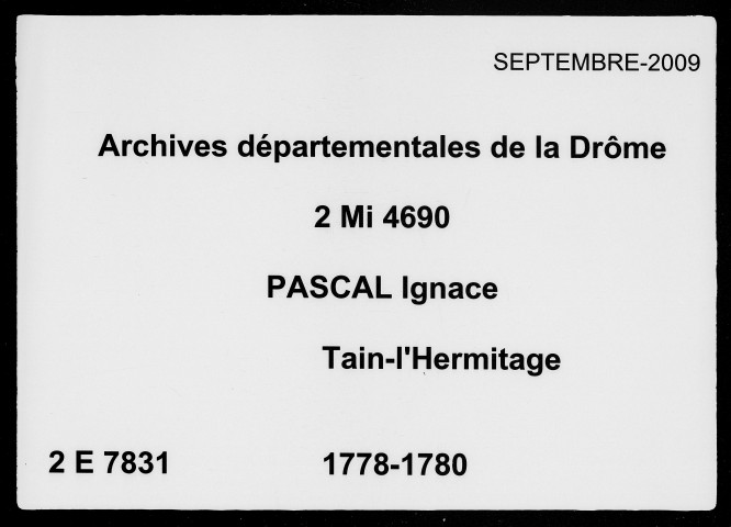 14 mars 1778-30 décembre 1780