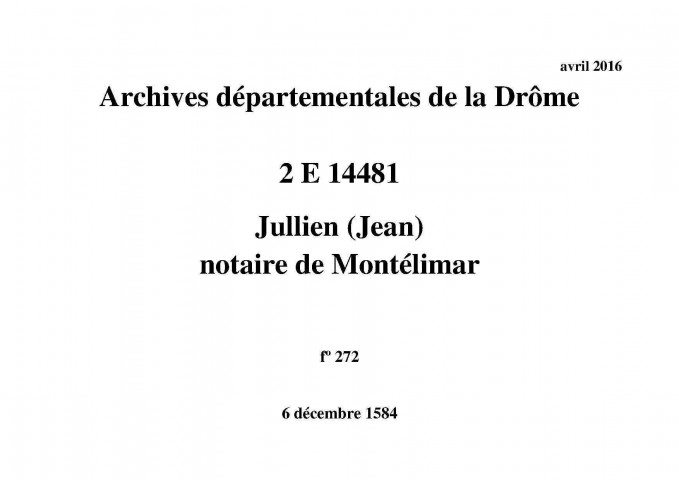 6 décembre 1584