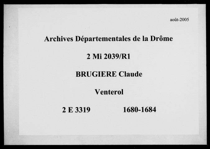 1er octobre 1680-3 avril 1684