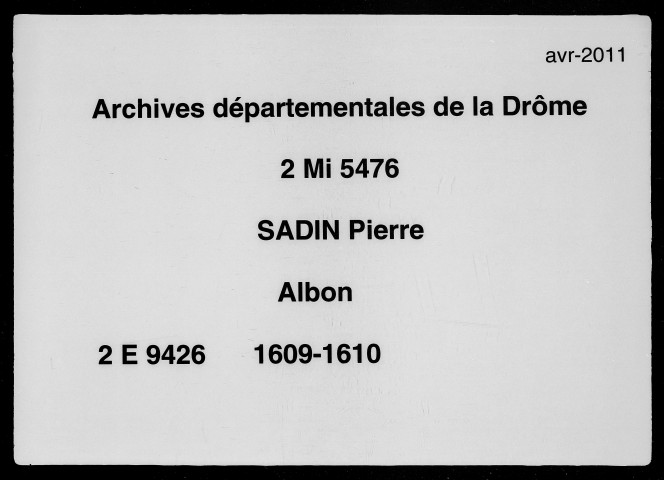 8 janvier 1609-9 juillet 1610