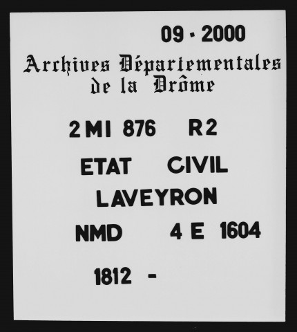 Publications de mariages (1812).