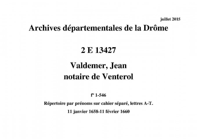 11 janvier 1658-11 février 1660