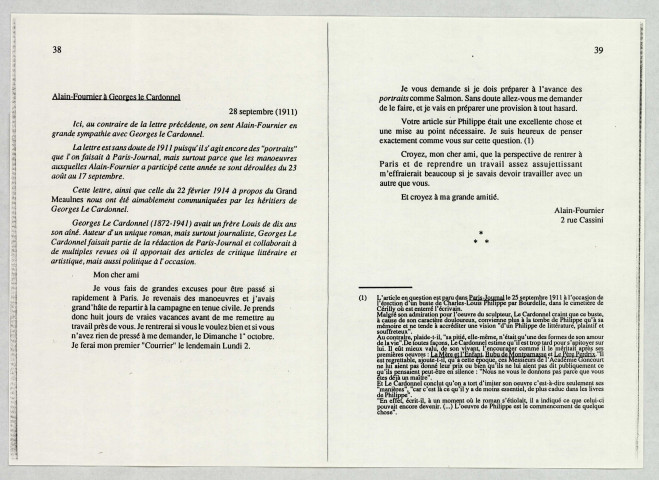 Lettres rassemblées par Georges Le Cardonnel.