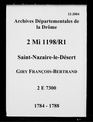 20 février 1784-22 septembre 1788