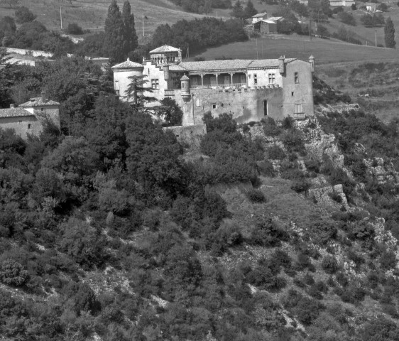 Vue aérienne du château de Montrond.