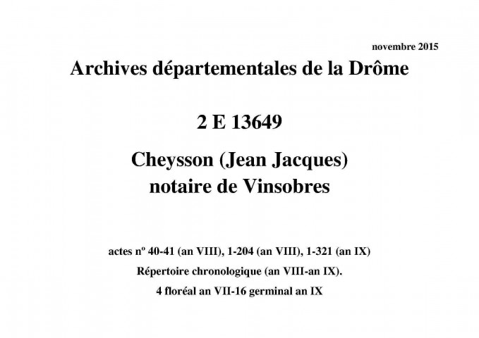 4 floréal an VII-16 germinal an IX