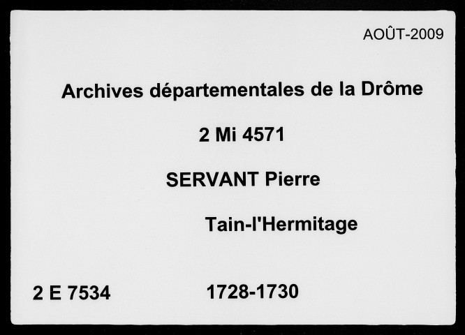 30 novembre 1728-30 décembre 1730