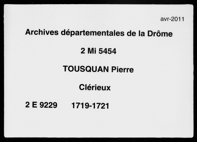 16 février 1719-27 décembre 1721