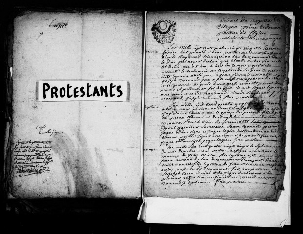 Religion protestante. - Baptêmes, mariages, sépultures (1785-1792).