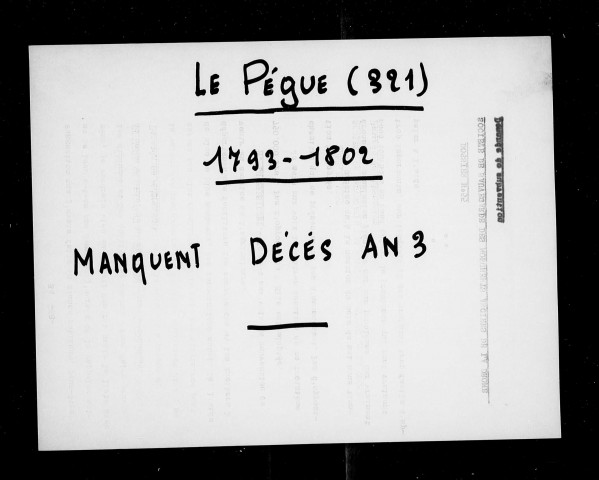 Naissances, mariages, décès (1793-an X).