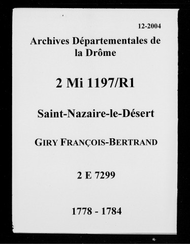 22 novembre 1778-18 février 1784