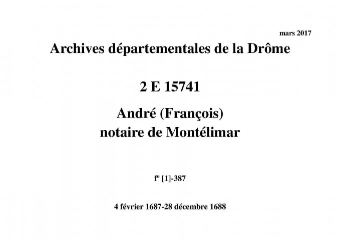 4 février 1687-28 décembre 1688