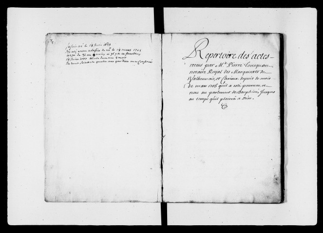 Répertoire général (26 mars 1705-11 septembre 1746).