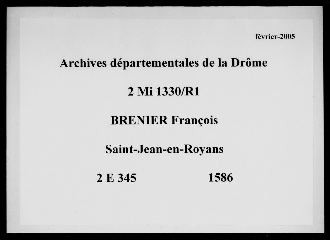 Notes brèves (1586).