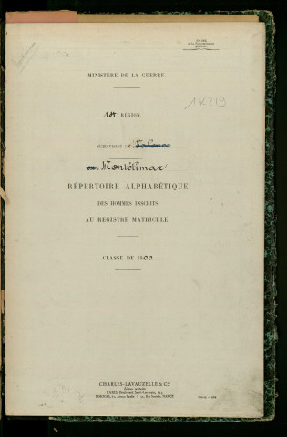 Table alphabétique.