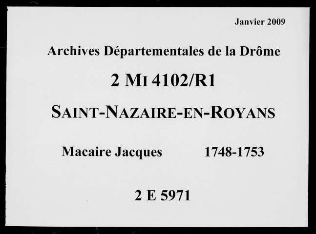 27 mai 1748-15 janvier 1753