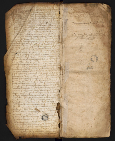 Notes brèves (15 octobre 1464-12 septembre 1466, 25-27 octobre 1467, 10 avril 1471-10 septembre 1477, 5 juin 1480) ; justice seigneuriale de Mirabel (29 août 1464-10 juin 1466, 25 avril 1471-24 mars 1477) (15 octobre 1464-5 juin 1480).
