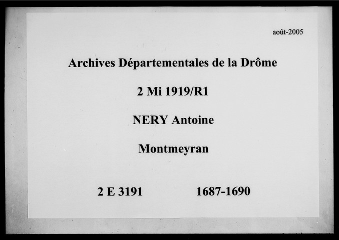 14 octobre 1687-28 mai 1690