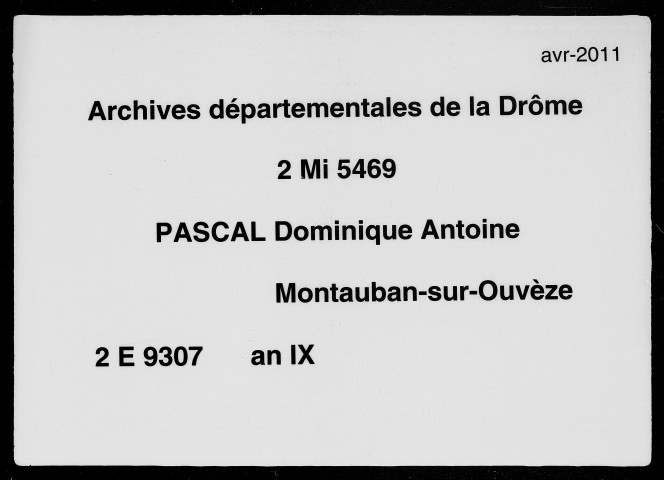 1er vendémiaire-5e jour complémentaire an IX