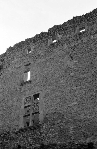 Montbrun-les-Bains.- La façade Nord du corps principal du château, avant les travaux de consolidation.