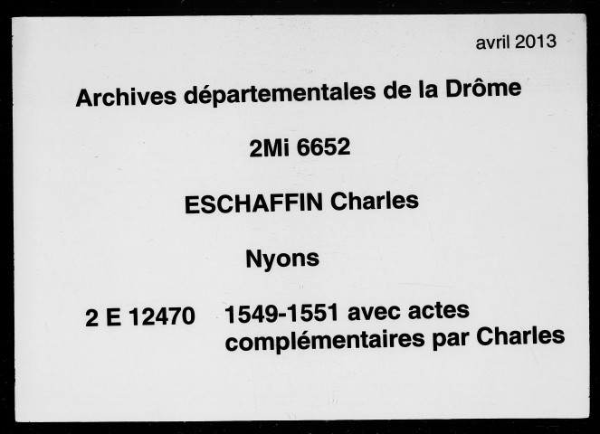 Notes brèves (27 décembre 1549-7 janvier 1551).