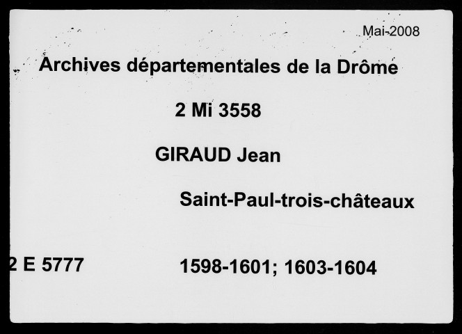 26 mai 1598-6 avril 1604