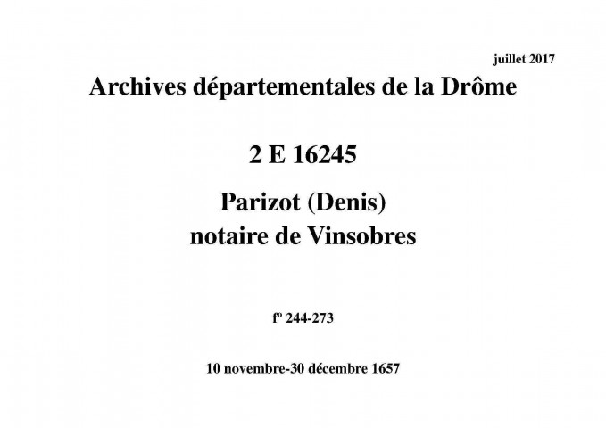 10 novembre-30 décembre 1657