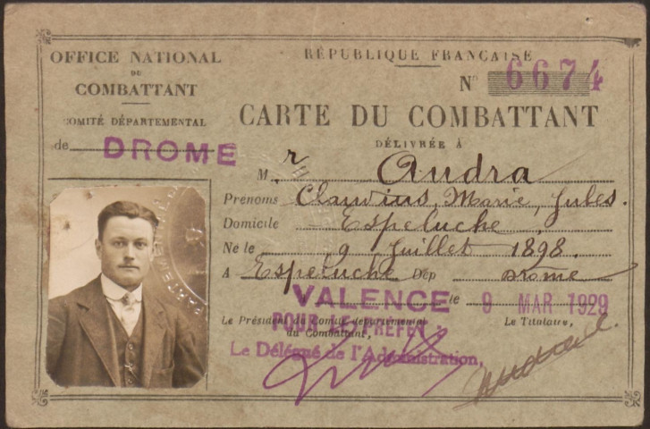 Audra, Claudius Marie Jules