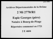 Répertoire général (1721-?) : corps du répertoire.