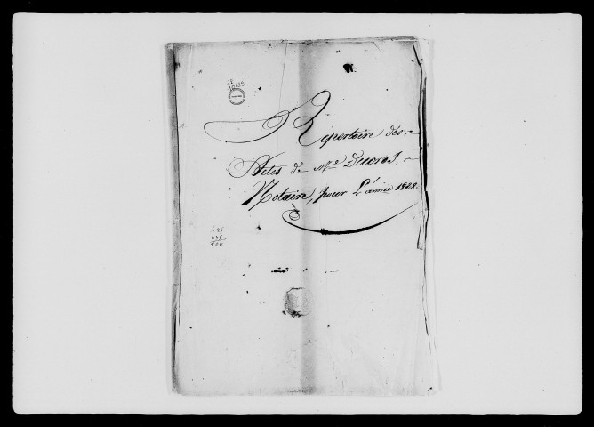 Répertoire des actes transmis à l'enregistrement (1824-1828).