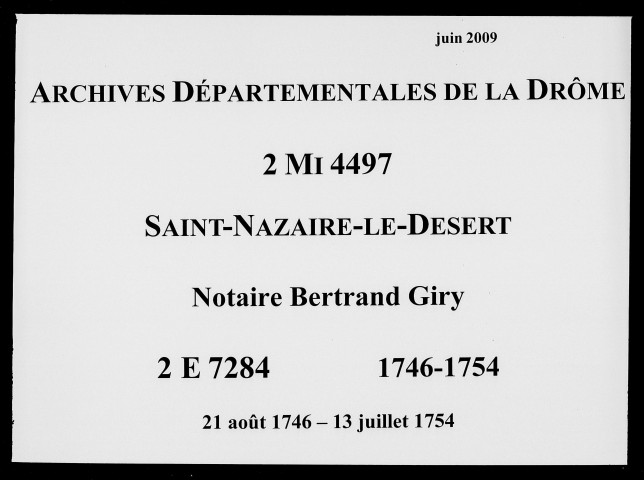 21 août 1746-13 juillet 1754