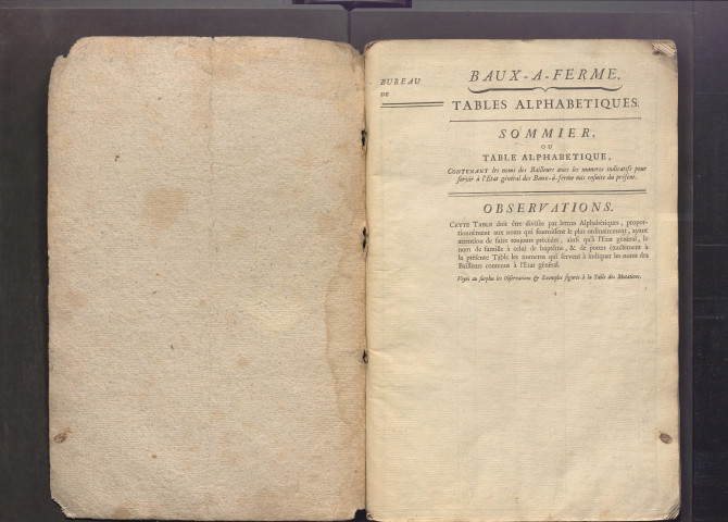 Table des baux.