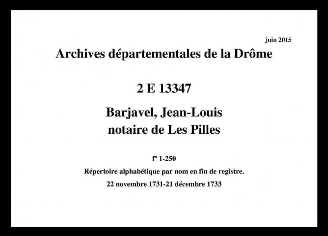 22 novembre 1731-21 décembre 1733