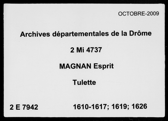 12 janvier 1610-7 septembre 1626