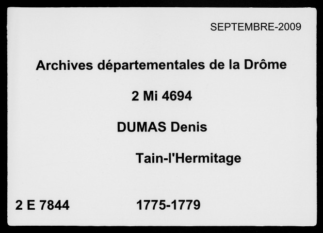 8 mars 1775-27 décembre 1779