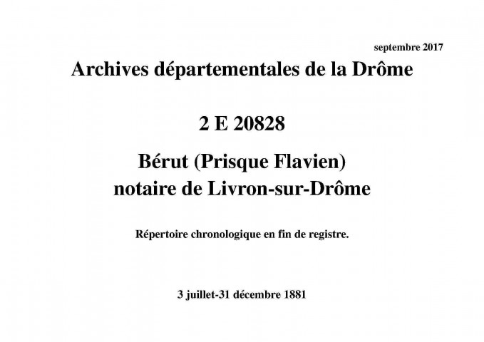 3 juillet-31 décembre 1881