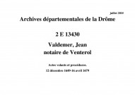 Actes volants et procédures (12 décembre 1649-16 avril 1679).