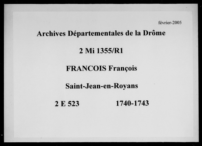 8 décembre 1740-13 janvier 1743