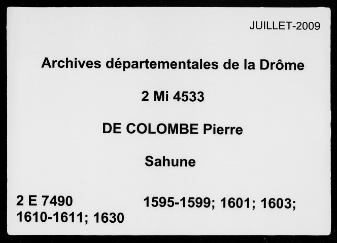 1er janvier 1595-21 janvier 1630