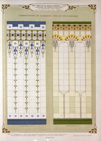 Catalogue de 1921 de revêtements céramiques, Boulenger et Cie, provenant des Archives communales de Saint-Uze.