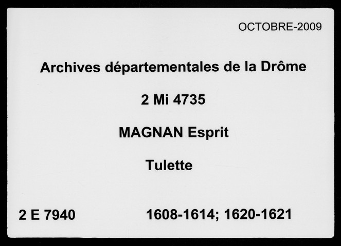 1er janvier 1608-12 janvier 1621