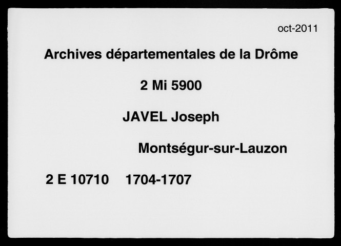 23 janvier 1704-28 février 1707