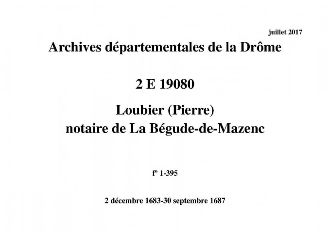 2 décembre 1683-30 septembre 1687