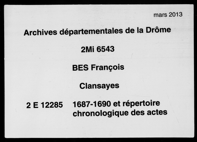 7 janvier 1687-2 avril 1690