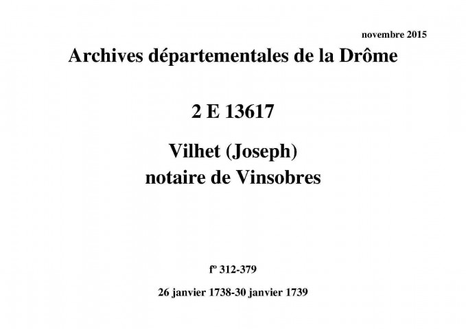 26 janvier 1738-30 janvier 1739