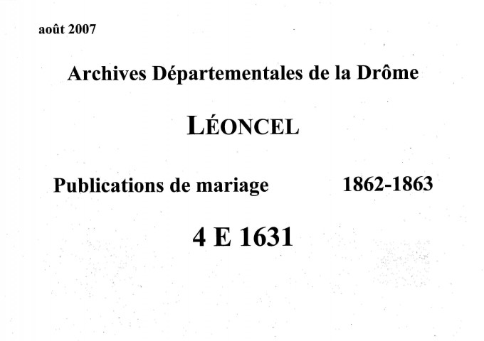 Publications de mariage (1862-1863).