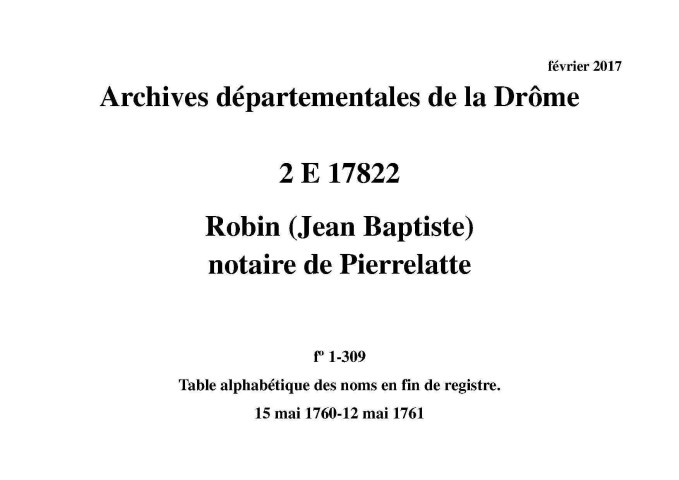 15 mai 1760-12 mai 1761