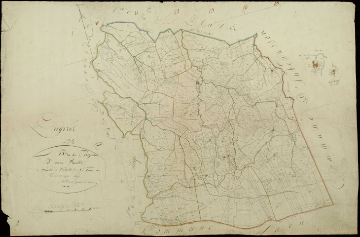 Section D, Chapeaux (les). Chapeaux (hameau des), Teissier (hameau de) (agrandissements).