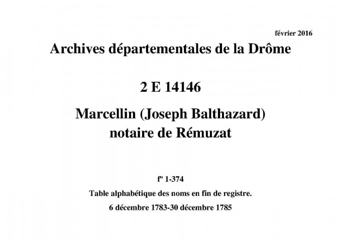 6 décembre 1783-30 décembre 1785