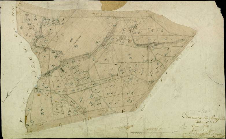 Section G3, les Blaches. Valentin (lieu-dit, parcelles n° 732-794) (agrandissement sur G4).